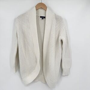 Splendid Women Off-White Chunky Italian Yarn Cotton Blend Open Shawl Cardigan XS